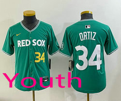 Youth Nike Boston Red Sox #34 David Ortiz #34 front Green Joint Jersey