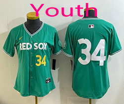 Youth Nike Boston Red Sox #34 David Ortiz (no name) #34 front Green City Jersey