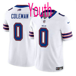 Youth Nike Buffalo Bills #0 Keon Coleman White 2024 Draft F.U.S.E Football Jersey