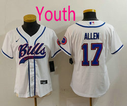 Youth Nike Buffalo Bills #17 Josh Allen White Joint adults Authentic Stitched baseball jersey