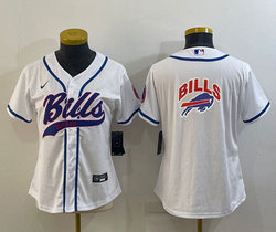 Youth Nike Buffalo Bills White Joint Big Logo Authentic Stitched baseball jersey