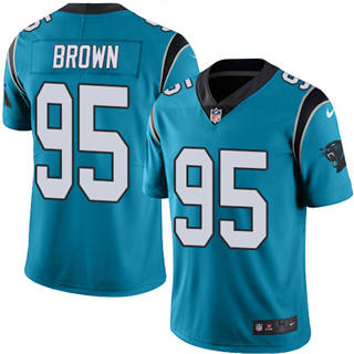 Youth Nike Carolina Panthers #95 Derrick Brown Blue Vapor Untouchable Authentic Stitched NFL Jerseys