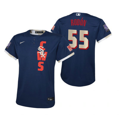 Youth Nike Chicago White Sox #55 Carlos Rodon 2021 All star Blue Game Authentic Stitched MLB Jersey