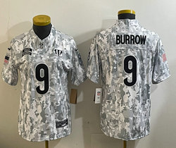 Youth Nike Cincinnati Bengals #9 Joe Burrow 2024 Salute to Service Authentic Stitched NFL Jersey