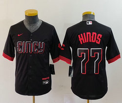 Youth Nike Cincinnati Reds #77 Rece Hinds Black 2023 City Authentic Stitched MLB jersey
