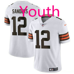 Youth Nike Cleveland Browns #12 Shedeur Sanders White Stitched NFL Jersey