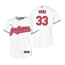Youth Nike Cleveland Indians #33 Brad Hand White Game Authentic Stitched MLB Jersey