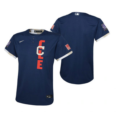 Youth Nike Cleveland Indians Blank 2021 All star Blue Game Authentic Stitched MLB Jersey