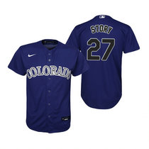 Youth Nike Colorado Rockies #27 Trevor Story Purple Game Authentic Stitched MLB Jersey