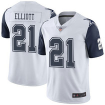 Youth Nike Dallas Cowboys #21 Ezekiel Elliott White Rush Authentic Stitched NFL Jersey