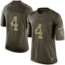 Youth Nike Dallas Cowboys #4 Dak Prescott Green Salute To Service Authentic Stitched NFL jerseys