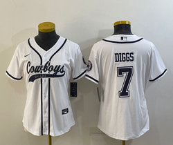 Youth Nike Dallas Cowboys #7 Trevon Diggs White Joint Authentic Stitched baseball jersey