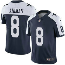 Youth Nike Dallas Cowboys #8 Troy Aikman Blue Thanksgiving Vapor Untouchable Authentic Stitched NFL Jersey