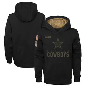 Youth Nike Dallas Cowboys 2020 Black Salute to Service Pullover Hoodie