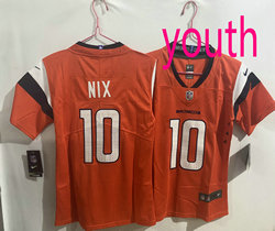 Youth Nike Denver Broncos #10 Bo Nix Orange 2024 Authentic Stitched NFL Jersey