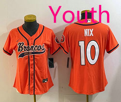 Youth Nike Denver Broncos #10 Bo Nix Orange Joint Authentic Stitched baseball jersey
