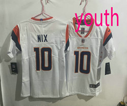 Youth Nike Denver Broncos #10 Bo Nix White 2024 Authentic Stitched NFL Jersey