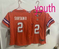 Youth Nike Denver Broncos #2 Pat Surtain II Orange Throwback 2024 Authentic Stitched NFL Jersey