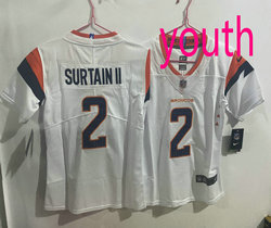 Youth Nike Denver Broncos #2 Pat Surtain II White 2024 Authentic Stitched NFL Jersey