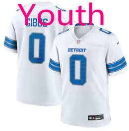 Youth Nike Detroit Lions #0 Jahmyr Gibbs White Authentic Stitched NFL Jersey