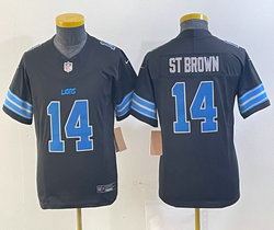 Youth Nike Detroit Lions #14 Amon-Ra St. Brown Black 2024 F.U.S.E. Jersey