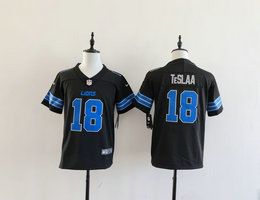 Youth Nike Detroit Lions #18 Isaac TeSlaa Black Authentic Stitched NFL Jersey