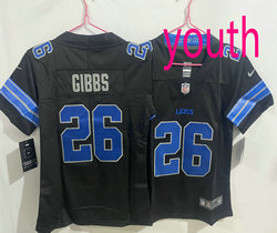 Youth Nike Detroit Lions #26 Jahmyr Gibbs Black 2024 Authentic Stitched NFL Jersey