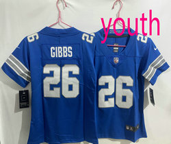 Youth Nike Detroit Lions #26 Jahmyr Gibbs Blue 2024 Authentic Stitched NFL Jersey