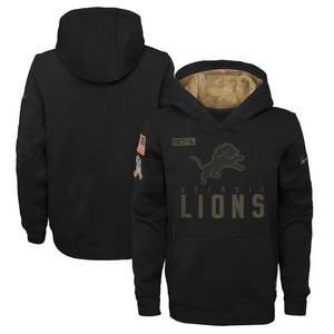 Youth Nike Detroit Lions 2020 Black Salute to Service Pullover Hoodie