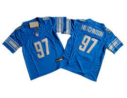 Youth Nike Detroit Lions #97 Aidan Hutchinson Blue 2023 F.U.S.E. Authentic Stitched NFL Jersey