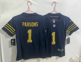 Youth Nike Green Bay Packers #1 Micah Parsons Throwback Blue Vapor Untouchable NFL Jersey