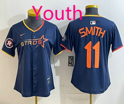 Youth Nike Houston Astros #11 Cam Smith Blue 3(III) Joint Authentic Stitched MLB Jersey