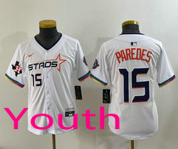 Youth Nike Houston Astros #15 Isaac Paredes White 4(IV) Joint Stitched MLB Jersey