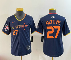 Youth Nike Houston Astros #27 Jose Altuve Blue 3(III) Joint Authentic Stitched MLB Jersey