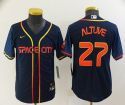 Youth Nike Houston Astros #27 Jose Altuve Navy 2022 City Game Authentic Stitched MLB Jersey
