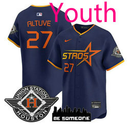 Youth Nike Houston Astros #27 Jose Altuve Navy 2025 City Stitched MLB Jersey