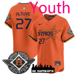 Youth Nike Houston Astros #27 Jose Altuve Orange 2025 City Stitched MLB Jersey