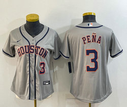 Youth Nike Houston Astros #3 Jeremy Pena #3 Gray Authentic Stitched MLB Jersey