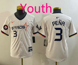 Youth Nike Houston Astros #3 Jeremy Pena Cream 3(III) 3 front Joint Stitched MLB Jersey