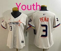 Youth Nike Houston Astros #3 Jeremy Pena Cream 4(IV) Joint Stitched MLB Jersey