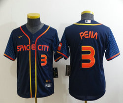 Youth Nike Houston Astros #3 Jeremy Pena Navy #3 in front 2022 City Authentic Stitched MLB Jersey