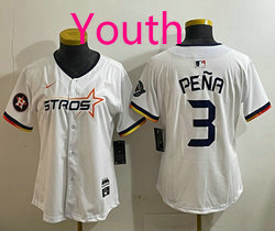 Youth Nike Houston Astros #3 Jeremy Pena White 3(III) Joint Authentic Stitched MLB Jersey