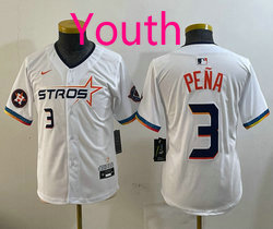 Youth Nike Houston Astros #3 Jeremy Pena White 4(IV) Joint Stitched MLB Jersey
