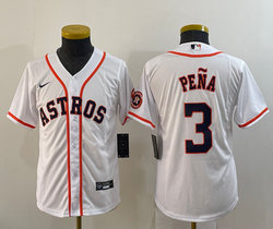 Youth Nike Houston Astros #3 Jeremy Pena White Authentic Stitched MLB Jersey