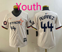 Youth Nike Houston Astros #44 Yordan Alvarez Cream 3(III) 44 front Joint Stitched MLB Jersey