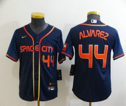 Youth Nike Houston Astros #44 Yordan Alvarez Navy #44 In Front 2022 City Authentic Stitched MLB Jersey