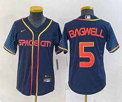 Youth Nike Houston Astros #5 Jeff Bagwell Navy 2022 City Game Authentic Stitched MLB Jersey