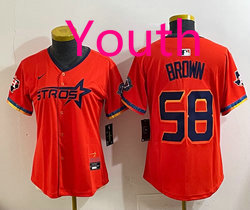 Youth Nike Houston Astros #58 Hunter Brown Orange 4(IV) Joint Stitched MLB Jersey