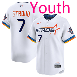 Youth Nike Houston Astros #7 C.J. Stroud White 2025 City Stitched MLB Jersey