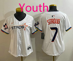 Youth Nike Houston Astros #7 C.J. Stroud White 4(IV) Joint Authentic Stitched MLB Jersey